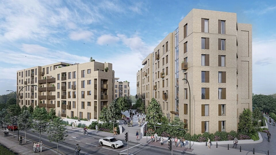 Rendering of an alternate view of the Ashford Apartments.